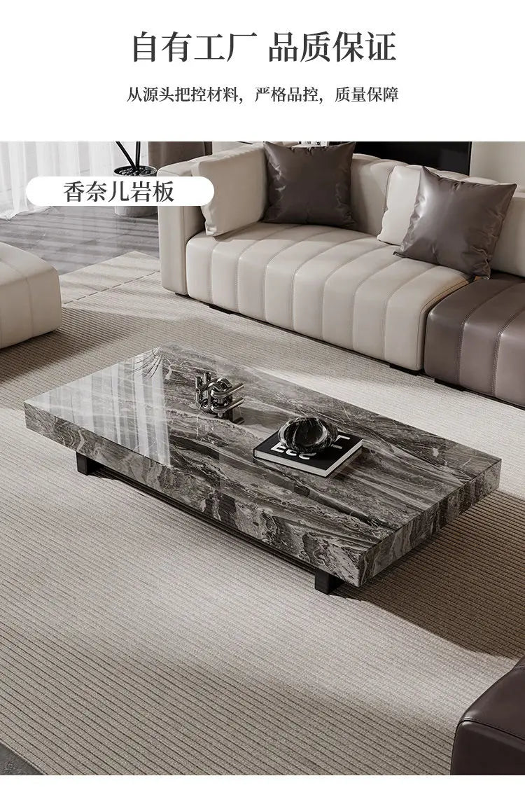 table basse moderne marbre blanc noir tiroir plateau amovible acier inoxydable minimaliste salon maison