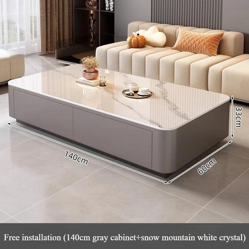 table basse moderne marbre gris blanc tiroirs coussins salon meubles decoration