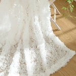 rideau blanc fleur brodé tulle transparent romantique fenêtre française anneaux suspensionhôtel maison pastorale