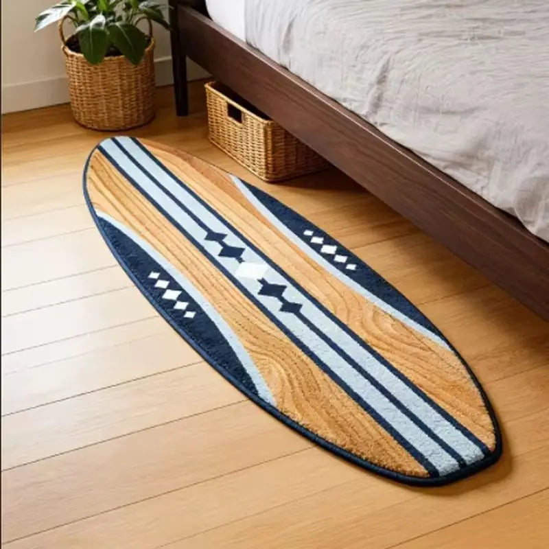 tapis peluche forme planche surf motif géométrique décor chambre salon intérieur doux antidérapant lavable
