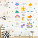 sticker mural étoiles dessin animé multicolore décoration enfant chambre nuage soleil arc ciel