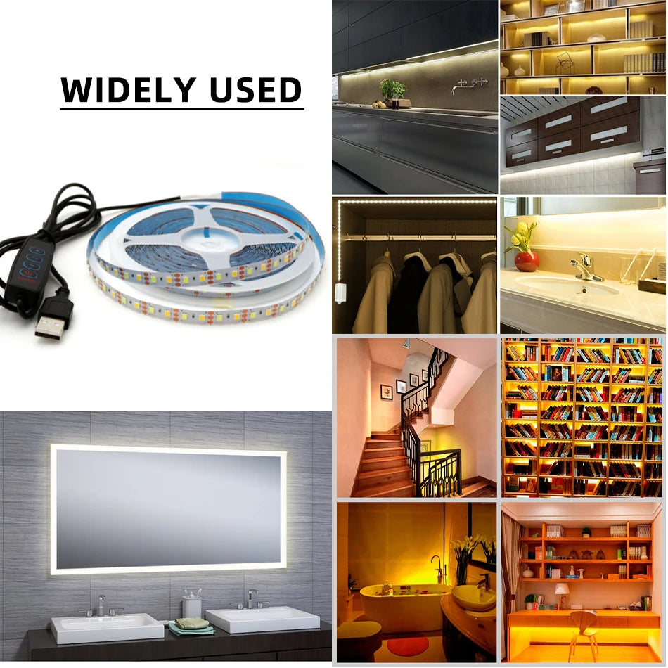 Ruban led 120 diodes metre blanc chaud froid adhésif moderne télécommande contrôleur usb