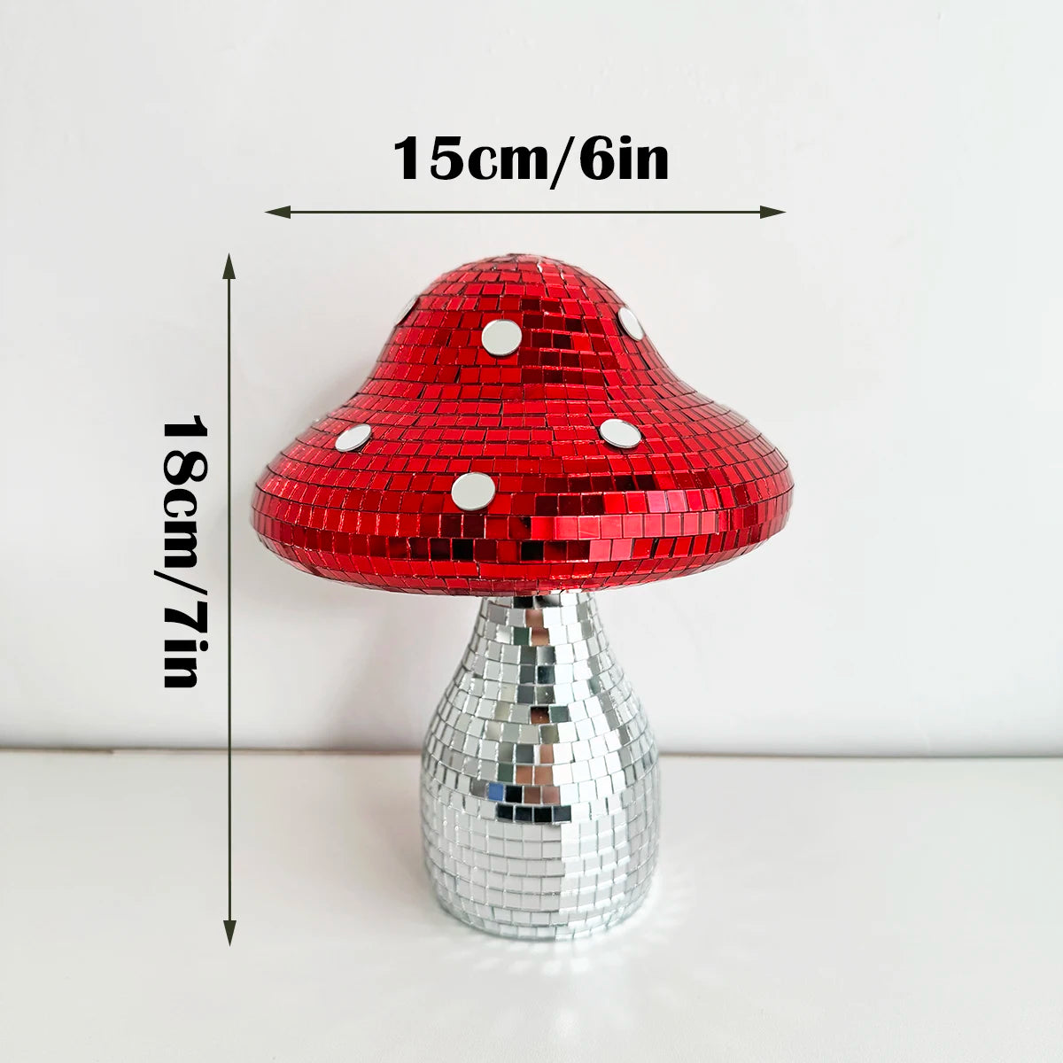 décoration moderne boule champignon rouge or argent mosaïque petite miroir disco salon chambre