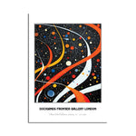 L'oeuvre d'art abstraite représente un univers cosmique avec des formes organiques et des motifs colorés qui se déploient dans l'espace.