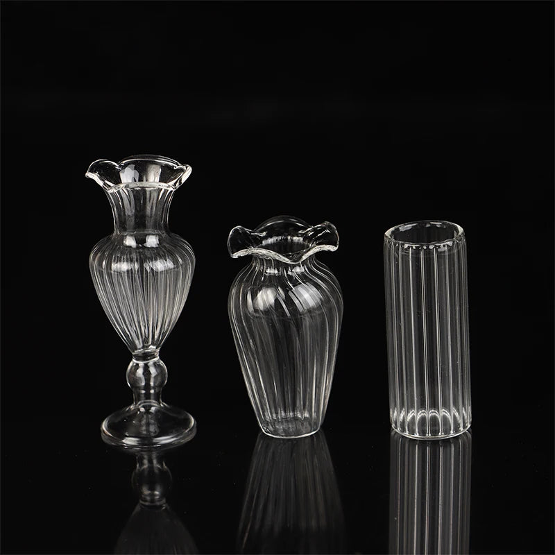 vases verre transparent rayures verticales classique terrarium hydroponique plante d'art artisanat fixations solides