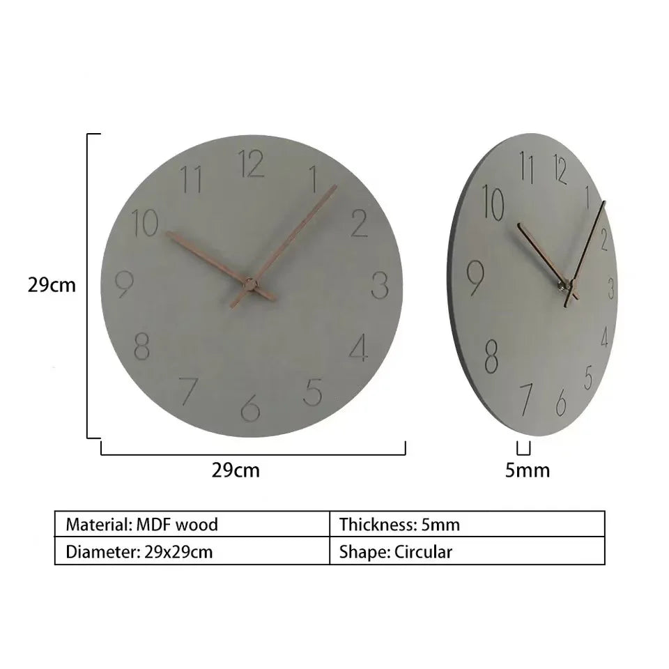 horloge murale moderne vert menthe bleu gris rouille minimaliste aiguille quartz 29cm bois texturé