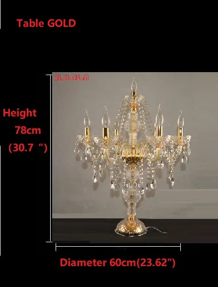 lampe poser sol cristal or argent brillante pendeloques classique baroque transparente