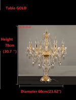 lampe poser sol cristal or argent brillante pendeloques classique baroque transparente
