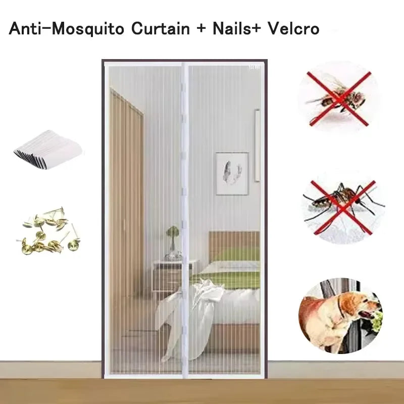 rideau porte anti moustiques noir maille fine moderne velcro transparent 90x210cm
