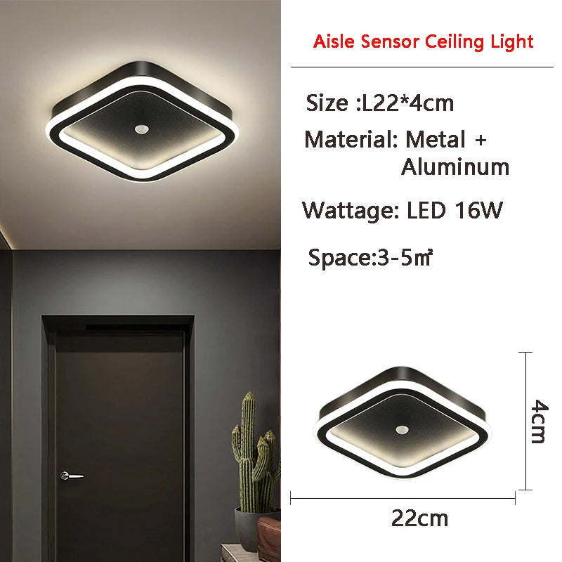 lampe led moderne capteur mouvement noir blanc doré chambre couloir