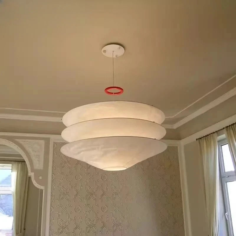 suspension lumineuse moderne blanc texture ondulée salle restaurant chambre principal hall led papier