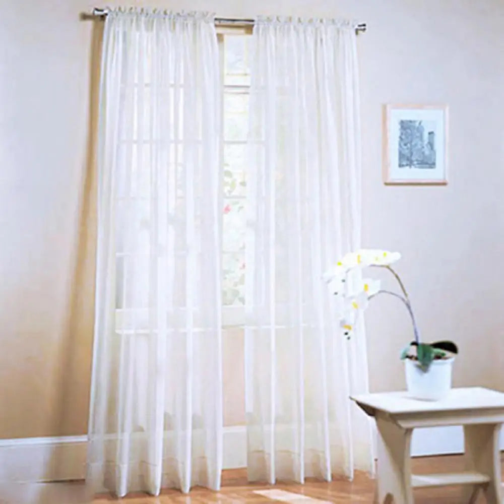 rideau léger voilage transparent tissu plissé bord dentelle couleur blanche bleue rouge pale