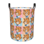 panier rangement pliable motif chat rose blanc linge jouets enfant coton
