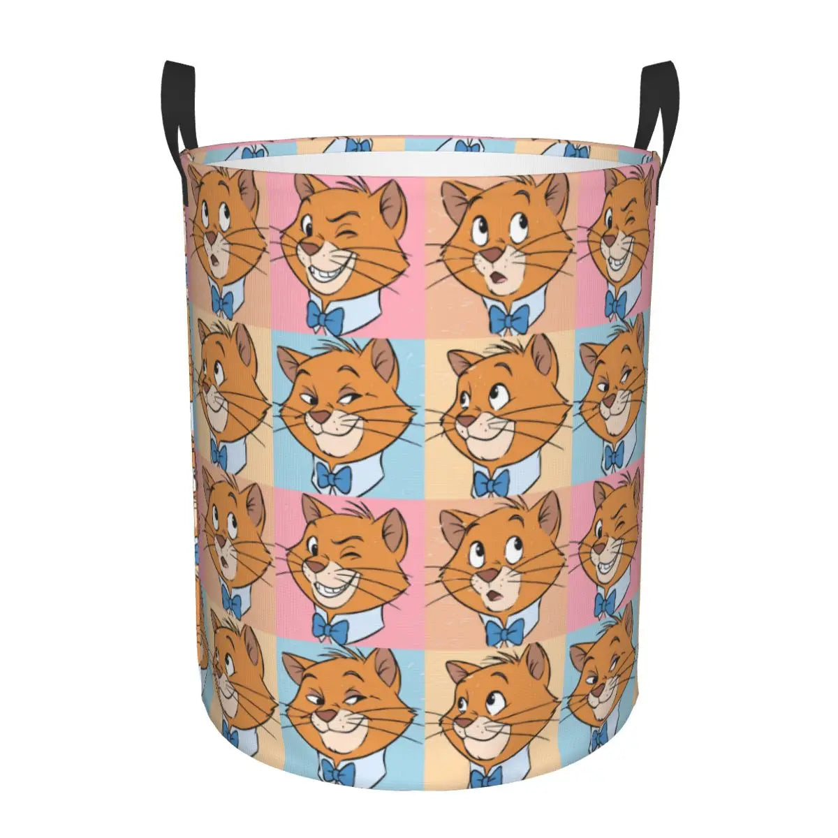 panier rangement pliable motif chat rose blanc linge jouets enfant coton