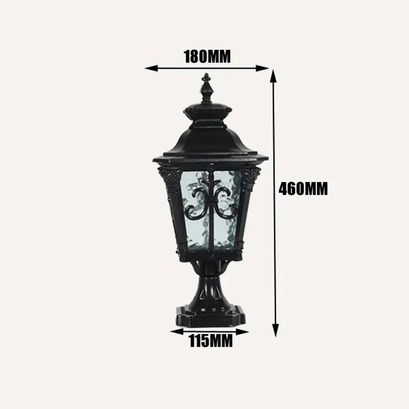 lanterne dorée lanterne noire verre texturé victorien ornements floraux éclairage extérieur résistant intempéries ip65