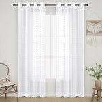 rideau blanc moderne polyester translucide motifs fleurs 1pc chambre salon
