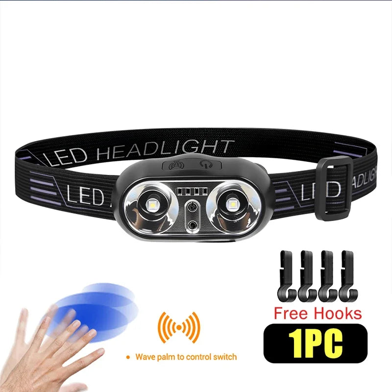 lampe frontale led noire réglable ceinture ajustable mode sensoriel torchon rechargeable camping