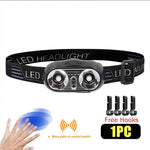 lampe frontale led noire réglable ceinture ajustable mode sensoriel torchon rechargeable camping