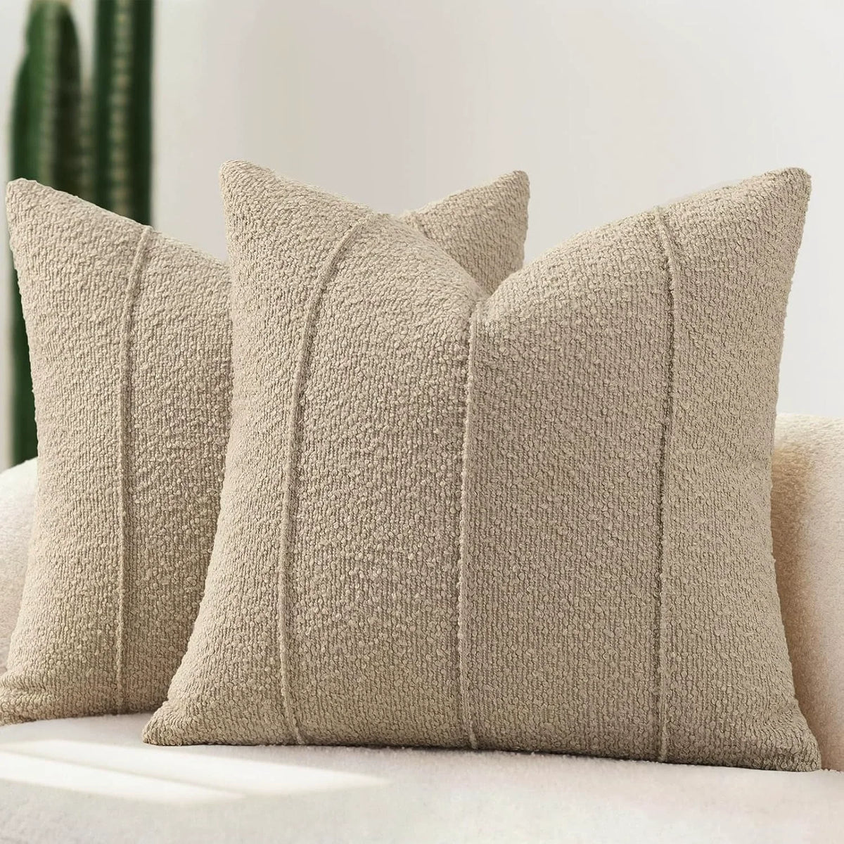taies d'oreiller polyester texturées beige clair modernes respectueuses environnement opaques maison