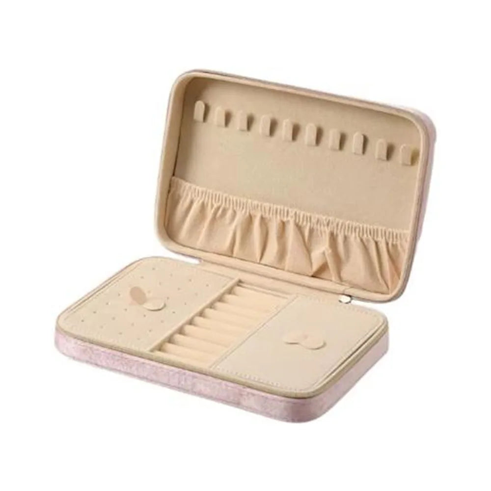 boîte bijoux velours moderne zip couleur vert rose bleu beige miroir compartiments