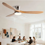 ventilateur moderne bois naturel noir lampe led télécommande intérieur maison