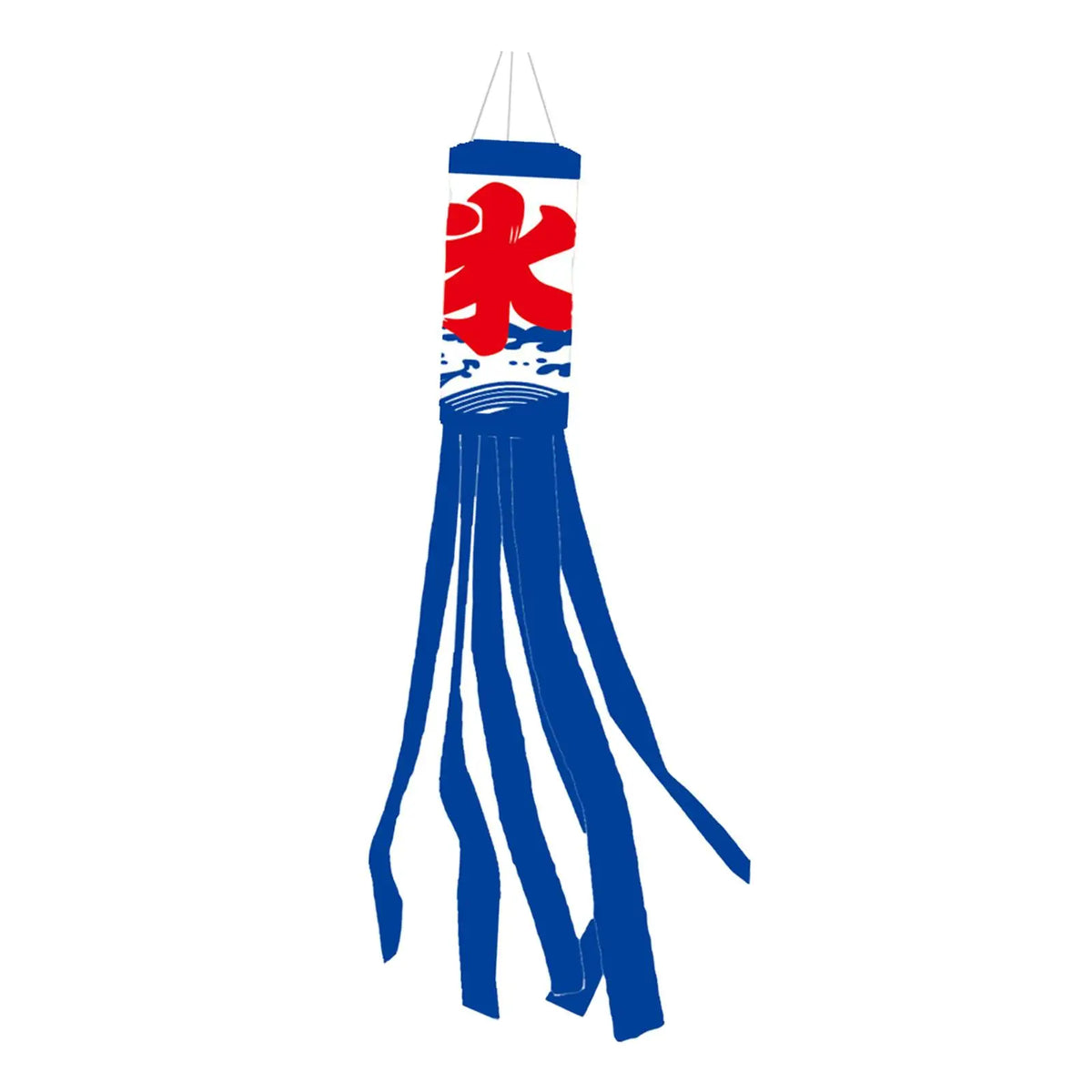 Éventail vent koinobori japonais motifs maneki neko rubans colorés bleu marine rouge blanc