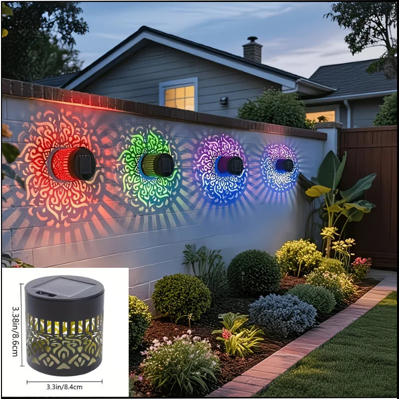 lampe solaire décorative mandala ajouré floral extérieur jardin clôture porche lumière chaude lumière colorée