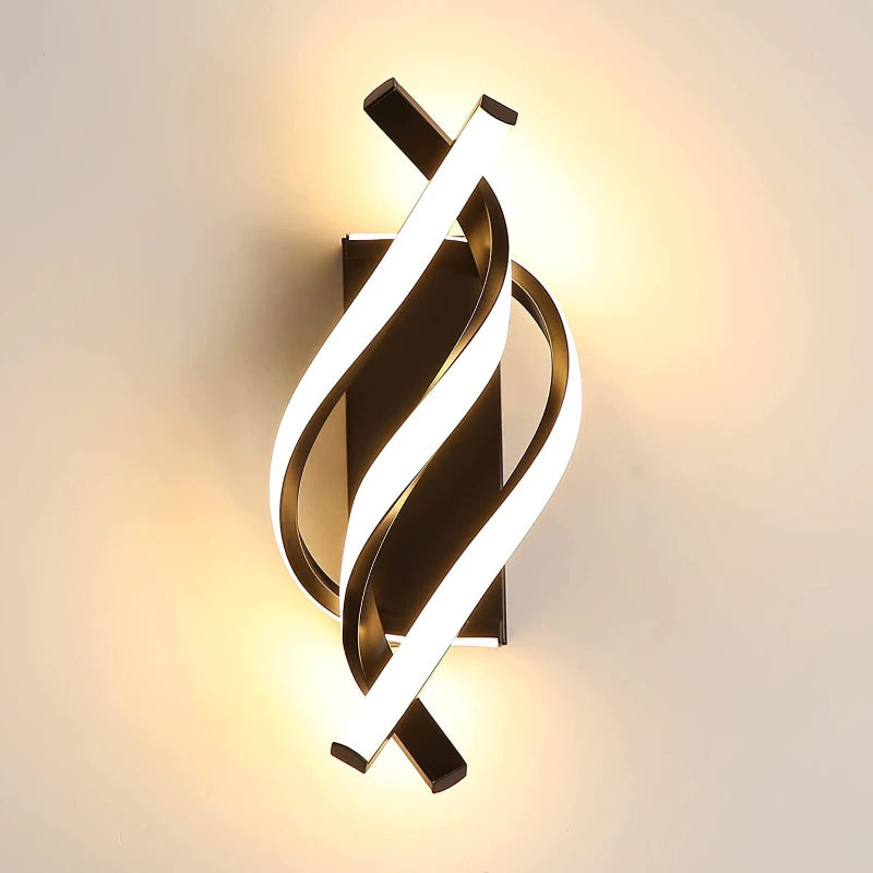 lampe murale led spirale moderne noir blanc abstrait opaque contemporain fixations murales certifications sécurité
