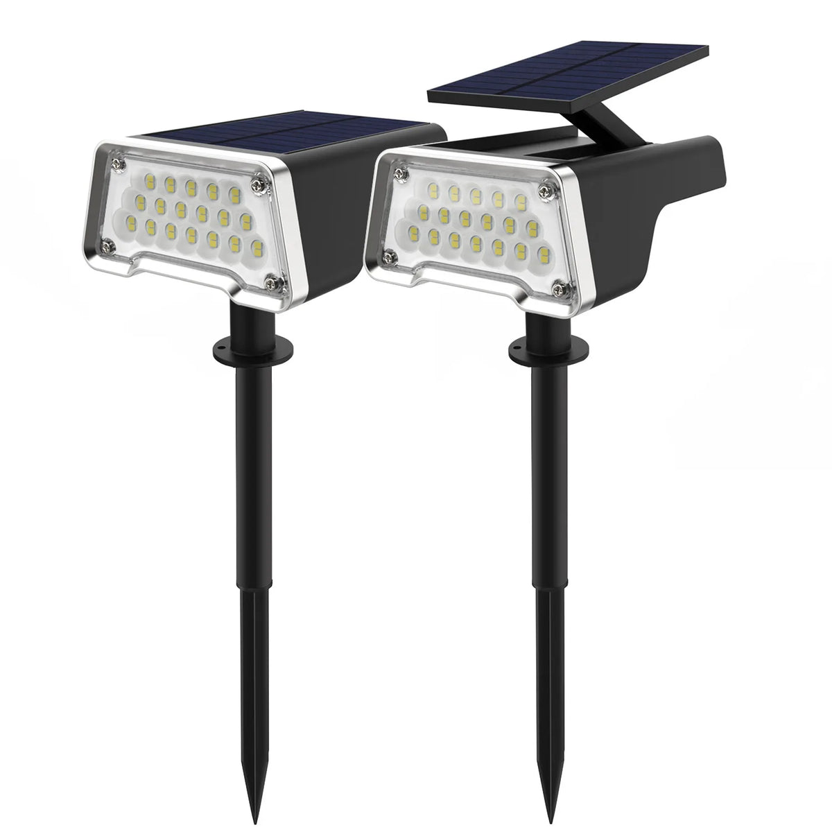 lampe solaire réglable moderne noire argentée extérieure jardin allée