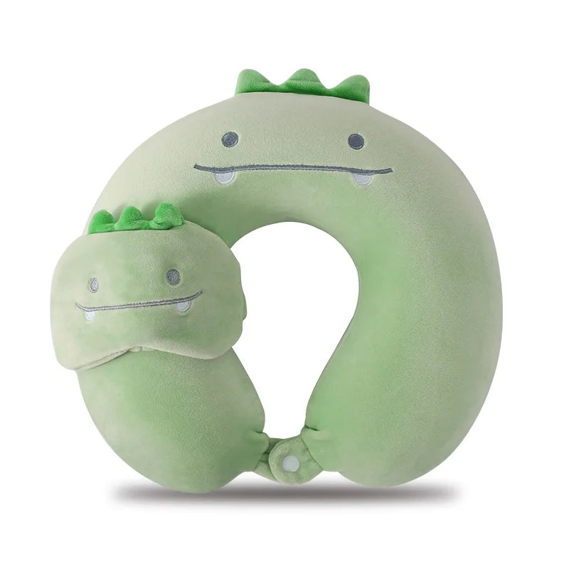 coussin voyage forme mousse mémoire forme animaux ours dinosaure poisson licorne boutons masque yeux