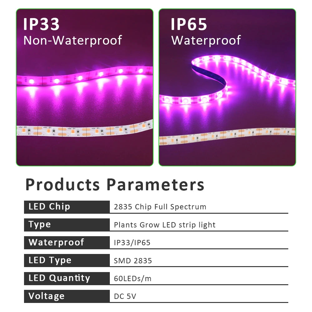ruban led violet croissance plante moderne 5v 60 led 50000h usb
