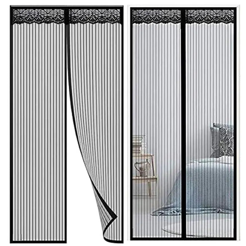 rideau moustiquaire magnétique noir maille fine moderne clips fixation 100cm 210cm