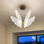 suspension lumineuse papillons blanc doré moderne minimaliste led chambre salonhôtel