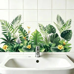 Autocollant mural PVC Floral Décoration Salle Bain Buanderie Install Easy Removable