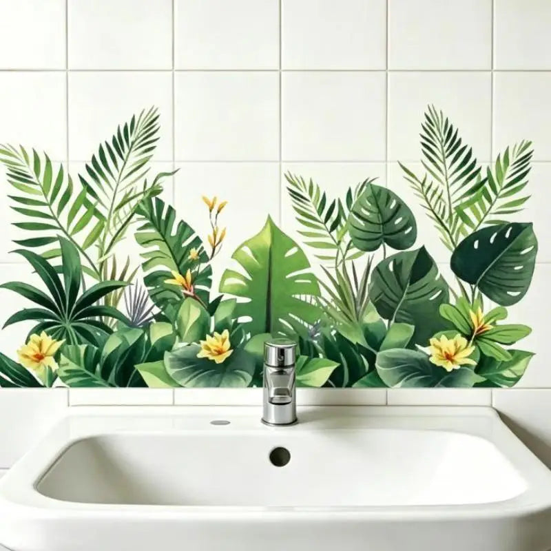 Autocollant mural PVC Floral Décoration Salle Bain Buanderie Install Easy Removable
