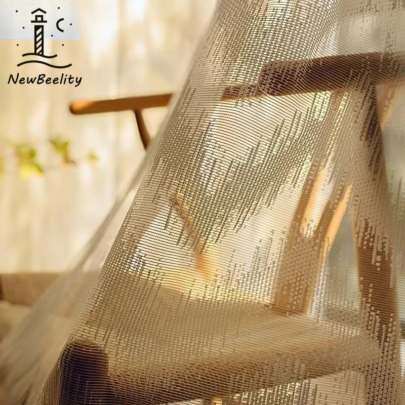 rideau moderne transparent rayures diagonales beige clair fenêtre française anneaux polyester