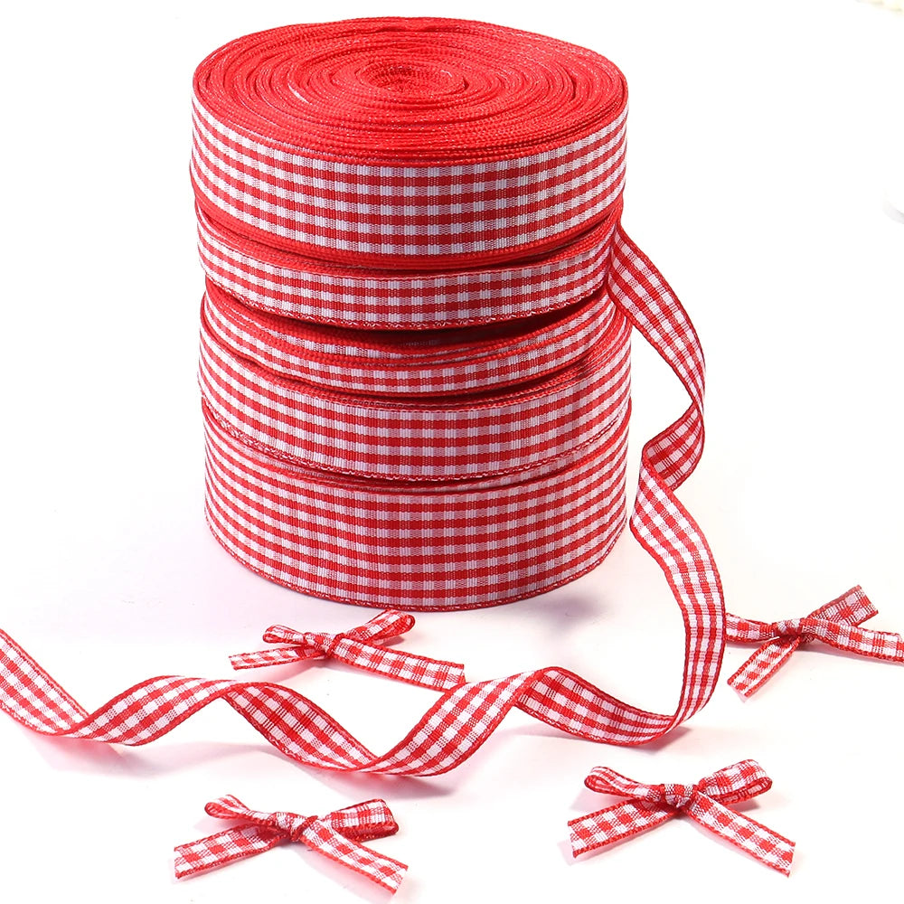 ruban carreaux rouge blanc polyester traditionnel 10 yards roll adhésif décor festif maison
