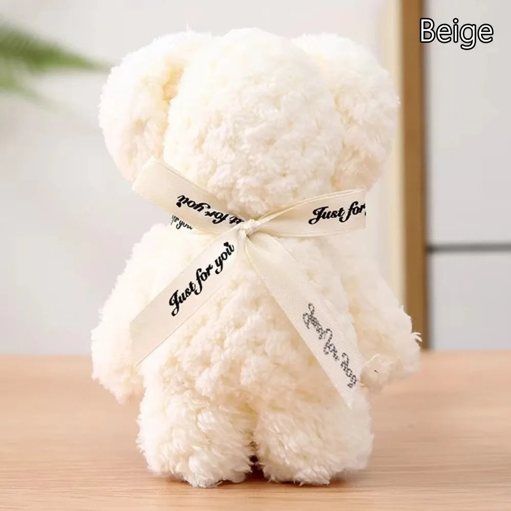 serviette ours peluche fourrure douce marron rouge blanc rose bleu clair beige jaune clair