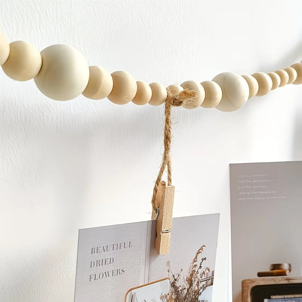 guirlande décorative boho coeurs flèches clips bois naturel doré rustique