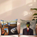 taie d'oreiller pop art salvador dali déformée motif contemporain coussin décoratif noir beige gris