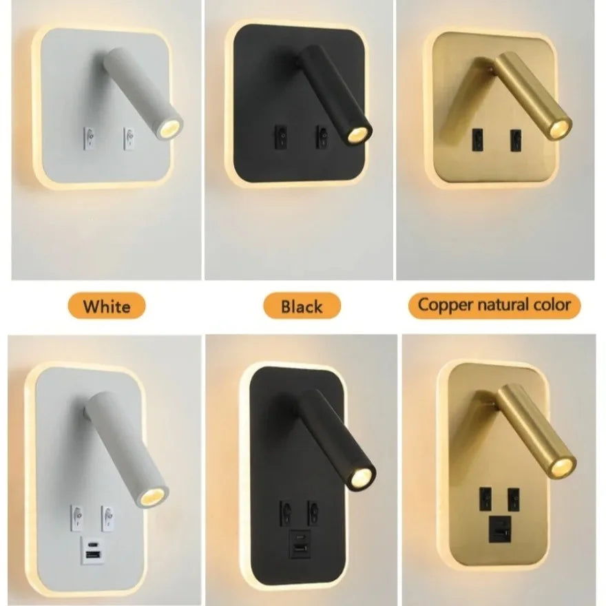 lampe murale led orientable prise usb moderne chambre cuisine entree