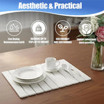 tapis pliable séchage rapide vaisselle rayures horizontales moderne respectueux environnement blanc absorbant eau diatomées
