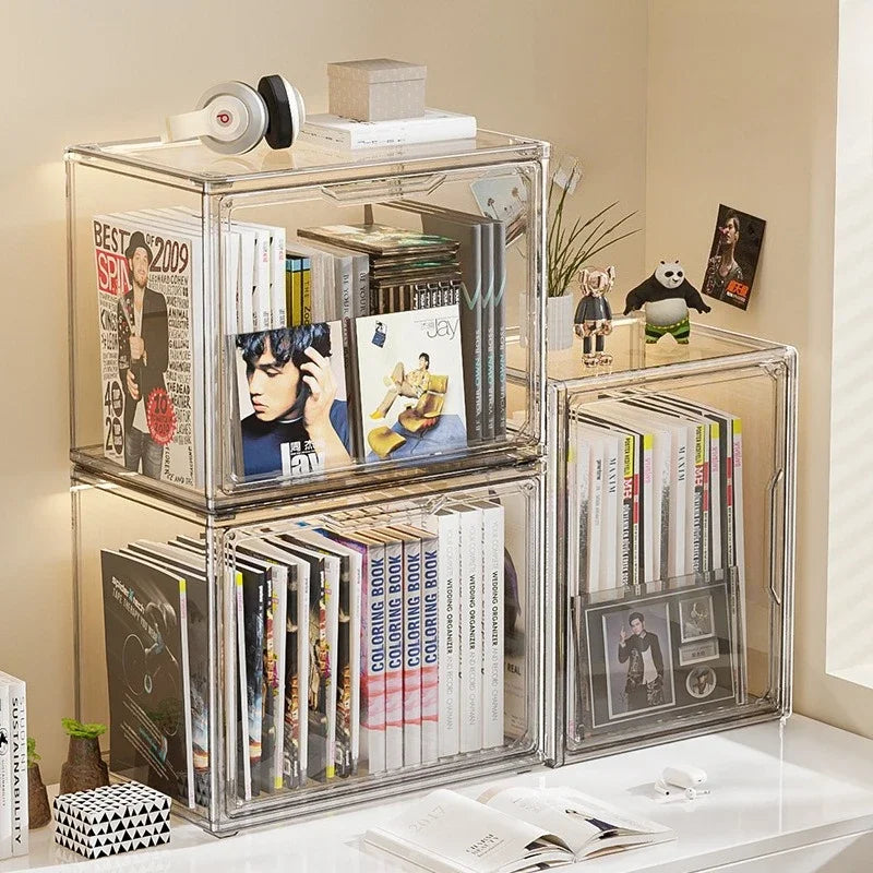 boîtes rangement transparentes modernes minimalistes livres vinyles sacs figurinesXL XXL