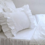taie d'oreiller coton blanc vintage volants dentelle lit mariage chic