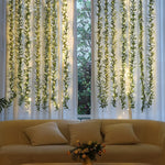 guirlande artificielle verte feuilles fines naturelle extérieure décoration mariage salle maison festive