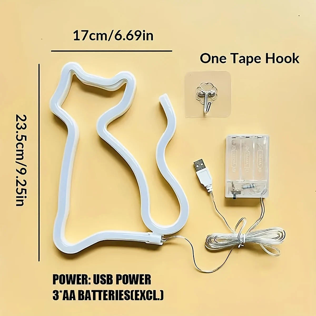 néon chat forme animaux chambre veilleuse led rose blanc moderne adhésif mur opaque