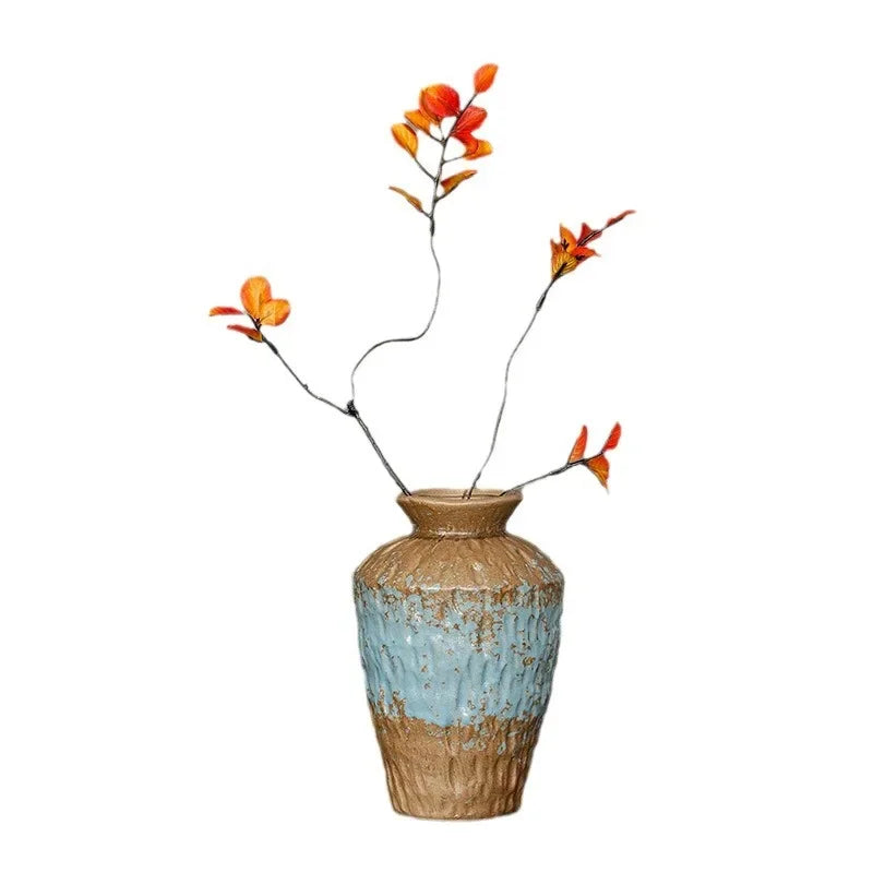 vases céramique noir blanc bleu marron texture rustique moderne fleurs artificielles