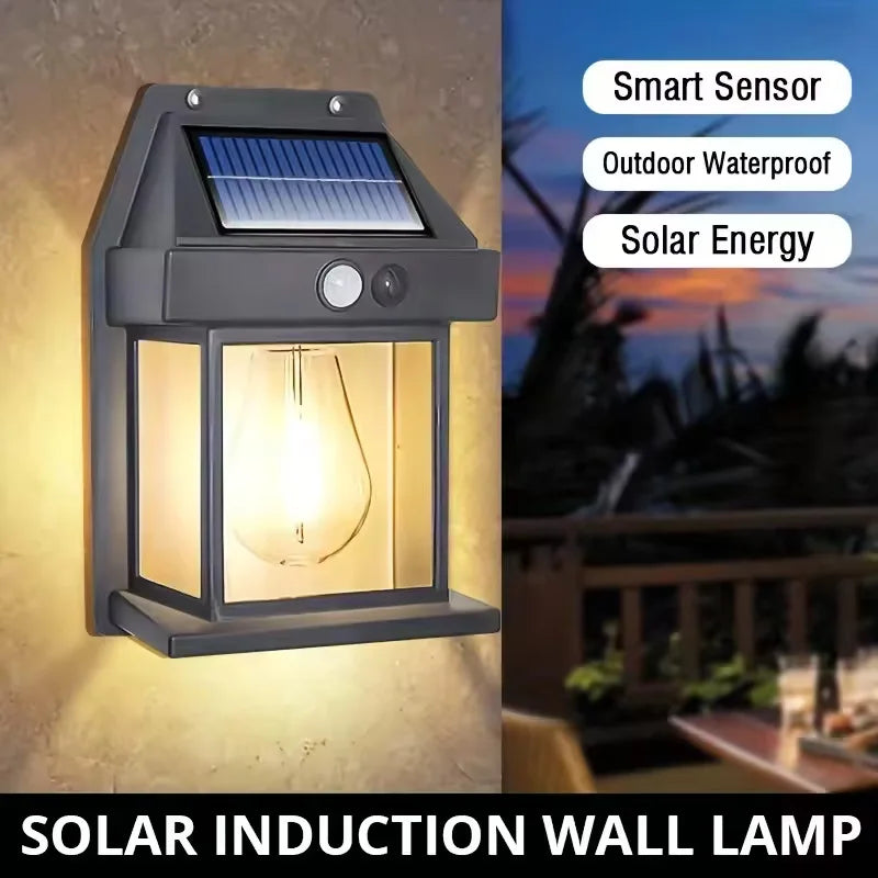 lampe murale solaire noire moderne panneau solaire led infrarouge étancheextérieur
