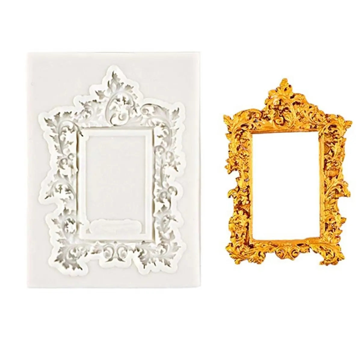 cadres decoratifs blanc or ornements floraux classique baroque decoration gâteau photo fondant silicone moule