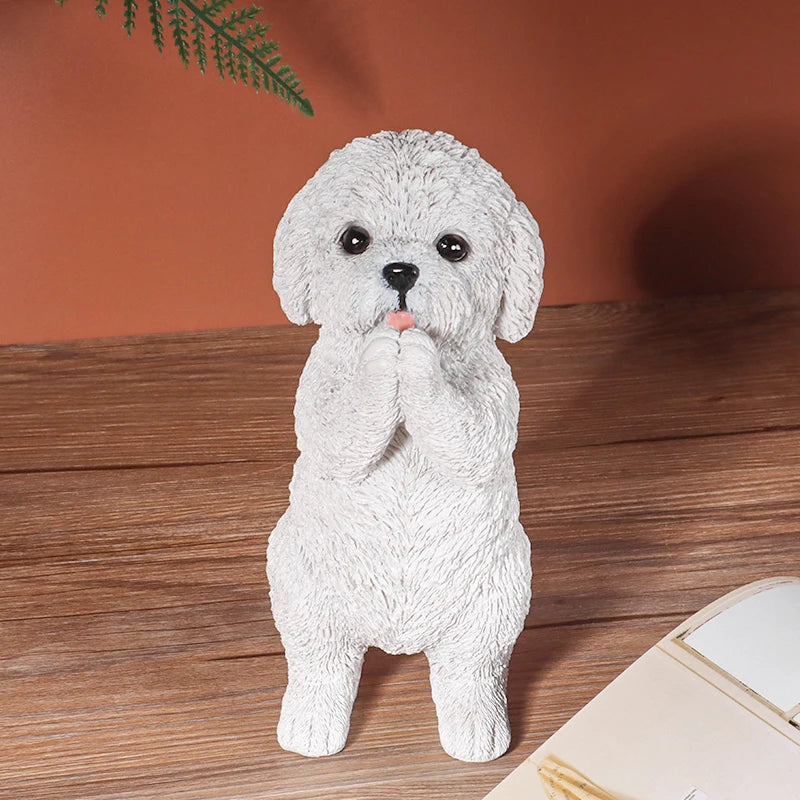 statue chien blanc peluche réaliste intérieur extérieur décoration maison jardin erotique detailledesign durable résine